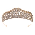 Tiara nuziale vintage dorata con motivi a volute simmetriche e strass scintillanti - Oro