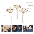 Detailed view of handmade bridal hair pins with white pearls and copper wire weaving - Pearl Petal Metal Ball Style / Gold (HS-J6561G)