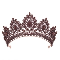 Luxurious rose gold crown with deep purple rhinestones and marquise gems for parties - Purple