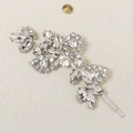 Elegante fermaglio per capelli a foglia argento con strass marquise e rotondi brillanti - HS-J3517