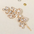 Elegante fermaglio per capelli a fiori dorati con strass lucenti per acconciature sposa - HS-J3517G