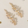 Elegant gold flower hair clips with rhinestones and marquise crystal accents - HS-J6594G