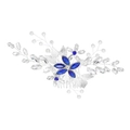 Handmade bridal hair comb with blue crystal flowers and white pearls for wedding - Blue Flower Cluster Style (HS-J5667B)