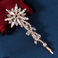 Elegant snowflake hair clip with rhinestones and gold alloy on a contrasting background - HS-J7189G