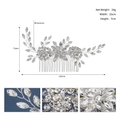 Especificaciones de tamaño para un peine de novia floral con diamantes de imitación - Plateado (HS-J6487)