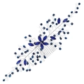 Elegant bridal hair comb featuring blue crystal leaves and beads on silver wire - Blue Petal Branch Hair Comb (HS-J6657BLUE)