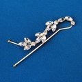 Elegant gold leaf-shaped rhinestone hair clip with marquise crystals for bridal hairstyles - HS-J6770G
