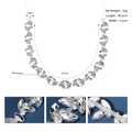 Elegant silver bridal belt with marquise rhinestones and white ribbon 45.5cm - Silver