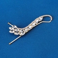Elegant gold rhinestone hair clip in a streamlined leaf design on a navy blue texture - HS-J6771G