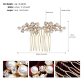 Detailed macro view of bridal hair comb with elegant imitation pearls and rhinestones - Gold Mini Pearl Hair Comb (HS-J6600G)