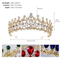 Detailansicht der Barock-Krone mit Maßen: Gewicht 130g und Durchmesser 14cm - Gold + Weißer Edelstein (TS-J3104G)