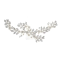 Peineta nupcial plateada con perlas de strass y flores de arcilla para bodas - Plateado