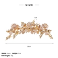 Golden bridal flower hair comb with pink shell petals, pearls and crystals, size 16x5cm - Gold (HS-J6216)