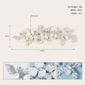 Silver bridal hair comb with white matte flowers and rhinestones, 16cm wide - Silver (HS-J6216S)