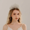 Elegantes Braut-Tiara aus Silberlegierung mit funkelnden weißen Strasssteinen für Hochzeiten - TS-J3149S