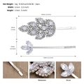Dettaglio macro del set di fermagli per capelli in argento con foglie di zirconi e strass - Set Stile Fogliame / Argento (HS-J6992S)