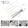 Close-up showing the 43cm long rhinestone and pearl bridal sash with white satin ribbon - WS-J221S / Silver