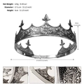 Vintage silver baroque king crown in alloy metal with intricate relief for party events - Baroque Relief Style (TS-J3033AG) / Black