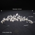Detailed silver bridal tiara with faux pearls and marquise crystal embellishments - Pearl Flower Cluster Style (TS-J755) / Silver