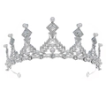 Elegante tiara barocca da donna con montatura in argento, cristalli lucenti e perle - Argento (TS-J3030S)