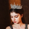 Elegant silver bridal crown with sparkling rhinestones for luxury wedding and party look - TS-J3209S