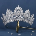 Luxurious silver alloy bridal crown with sparkling rhinestones in Baroque style - TS-J3013S