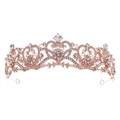 Corona da sposa barocca in oro rosa con volute a cuore e cristalli scintillanti - Stile Motivo a Voluta di Cuore (TS-J3108RG) / Oro rosa