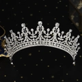 Elegant silver bridal tiara with sparkling crystal rhinestones on starry velvet background - TS-J2996