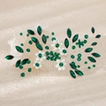 Pettine per capelli fatto a mano con cristalli smeraldo e perle per acconciatura sposa - Stile Vite di Perle (HS-J6869SGREEN)