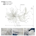 Dettaglio di accessorio per capelli fatto a mano con fiori di velo, perle e cristalli 25,5x15cm - Bianco (HS-J6655)