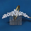 Elegante pettine per capelli in argento con zirconi su sfondo blu scuro profondo - Stile Argento (HS-J6664S)