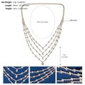 Detailed specs of layered rhinestone forehead chain with 54cm length and 27g weight - V-Shaped Multilayer Draped Style(HS-J6694G) / Gold