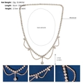 Detail view of crystal rhinestone hair chain showing 51cm length and 22g weight specs - Round Diamond Pendant Tassel Style(HS-J6695G) / Gold