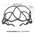 Detailed size map of black beaded crystal headband with 12x8cm dimensions and weight info - Black (AB Rhinestones)
