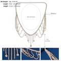 Detailed view of rhinestone tassel hair chain specs with weight 28g and 53cm length - Multi-layer Arc Gold Style (HS-J6696G)
