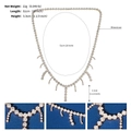 Detail of silver rhinestone fringe headpiece showing 51cm length and 22g weight - Uneven Tassel Gold Style (HS-J6697G)