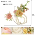 Floral wrist corsage set with yellow pink flowers and white imitation pearls - Gold (BS-J5443)