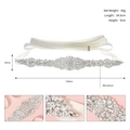 Detailed size view of bridal rhinestone belt with floral patterns and satin ribbon - Silver Style