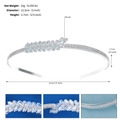 Macro detail of elegant silver headband with zircon marquise stones and dimensions - Silver (TS-J3164S)