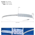 Vue détaillée du serre-tête en zircon argenté montrant le diamètre et la largeur de 1,2 cm - Diamant Carré Géométrique (TS-J3171S)