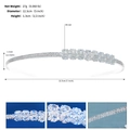 Detail view of ziron bridal headband showing 12.5cm diameter and 27g weight specs - Silver (TS-J3165S)