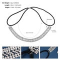 Dettaglio della fascia di strass che mostra 25cm di lunghezza, 23g e fascia elastica - Argento