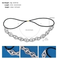 Close-up of geometric rhinestone bridal headband with silver finish and size specifications - Silver