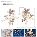 Dettaglio clip scarpe sposa con petali rosa sfumati, perle e strass luccicanti - Stile Floreale Tessuto a Mano Oro (SC-J084)
