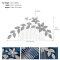 Vista macro del pettine per capelli da sposa con fiore d'argento e strass intarsiati - Argento Stile 2 (HS-J6760S)