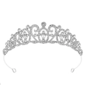Barocke Brautkrone in Silber mit herzförmigen Ornamenten und klaren Strasssteinen - Silber