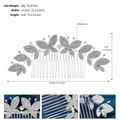 Dettaglio macro del pettine per capelli da sposa con strass e motivi a foglia in argento - Argento Stile 4 (HS-J6762S)