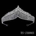 Squisita corona nuziale vintage egiziana in argento con motivi a foglia di strass bianchi - Argento (TS-J3086S)