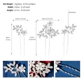 Size chart for 3-piece silver flower bridal hair pins with rhinestone leaf details - Silver (HS-J6902S)