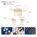 Détail de l'ensemble de peignes à cheveux en perles faits main avec fil doré et dimensions - Peigne Cheveux Perle Artificielle 3pcs (HS-J6903G)